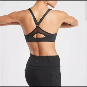 Athleta Advance Sports Bra Black Size 36 D Open Mesh Back Adjustable Straps